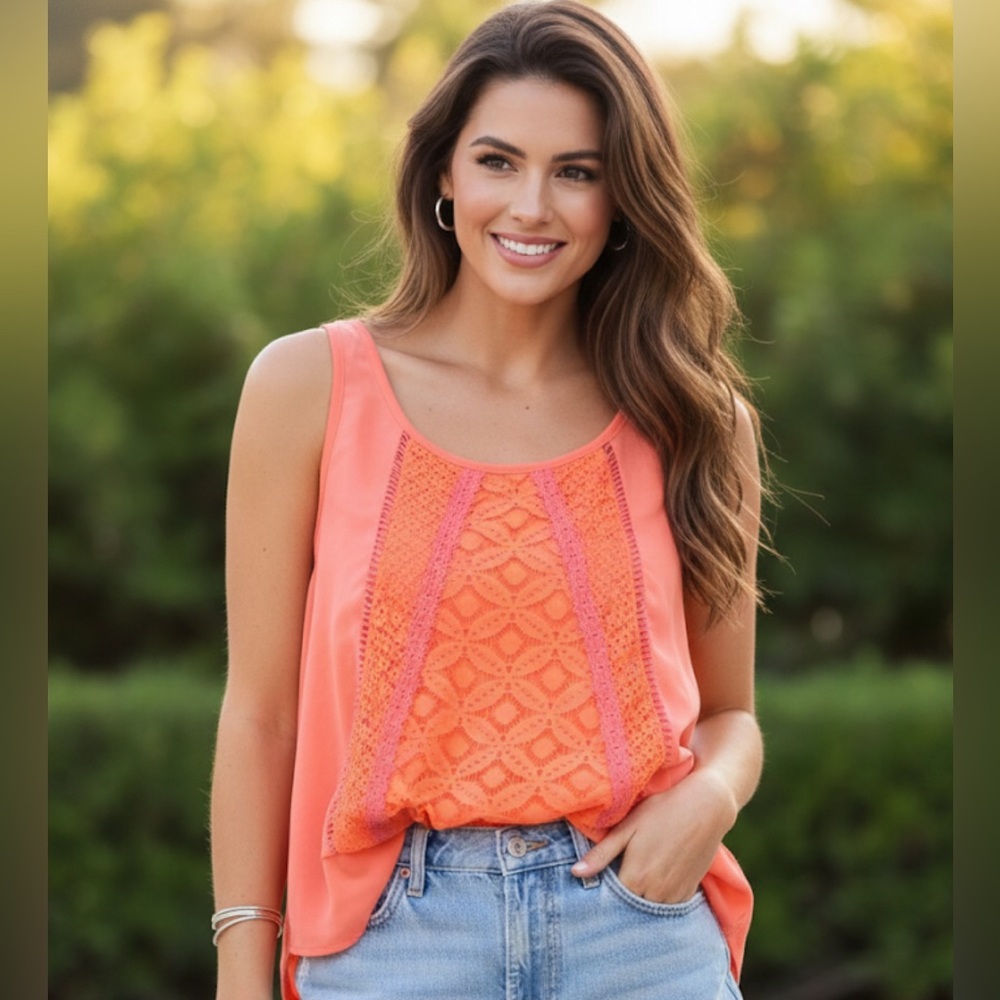 Rue 21 Lace & Crochet Tank Size Medium